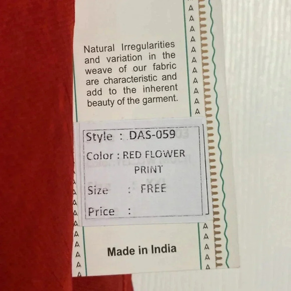 Anandas red fringe floral & birds wrap shawl cover cardigan top FREE size - Picture 12 of 13